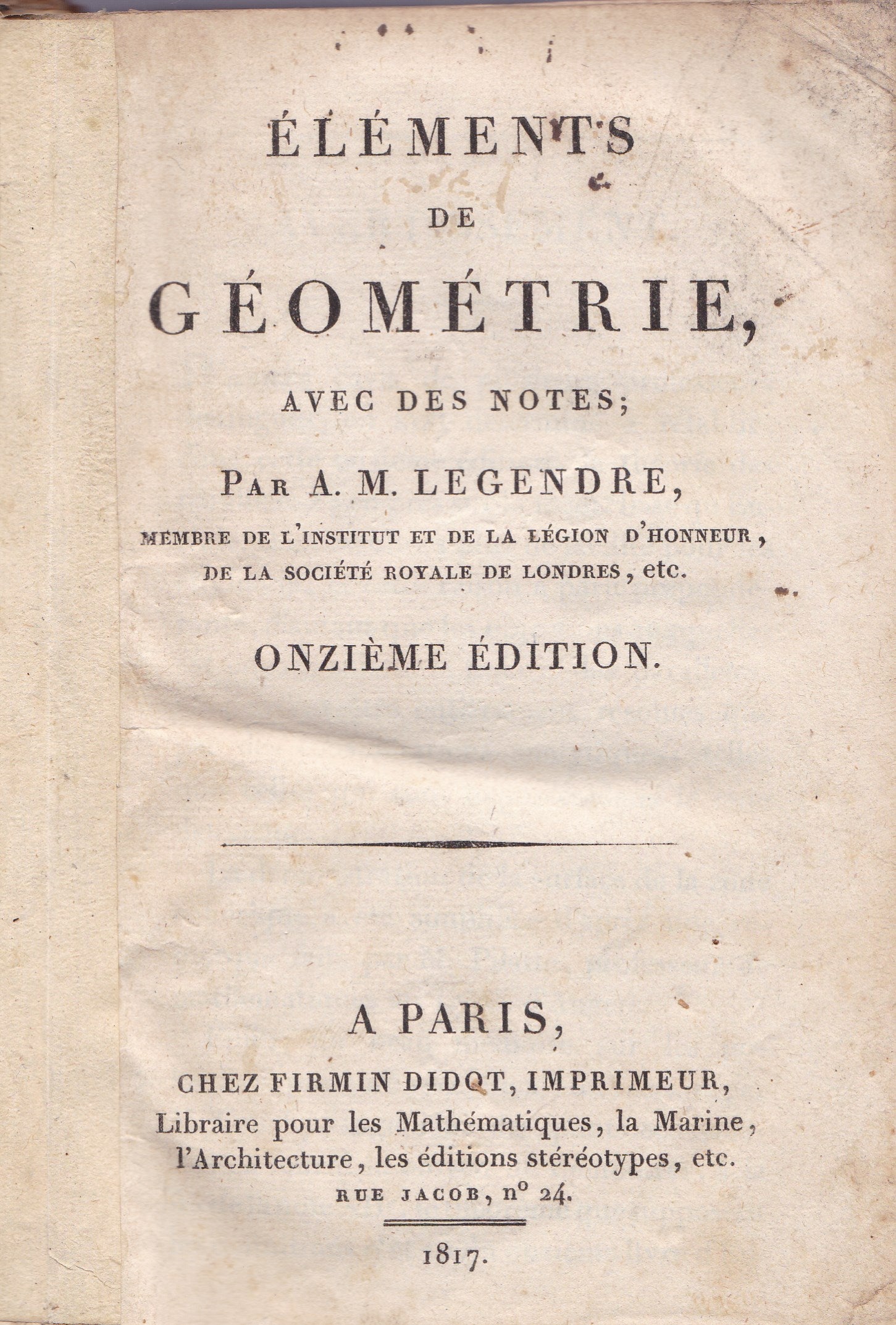 Eléments de Géométrie, avec des notes - copertina