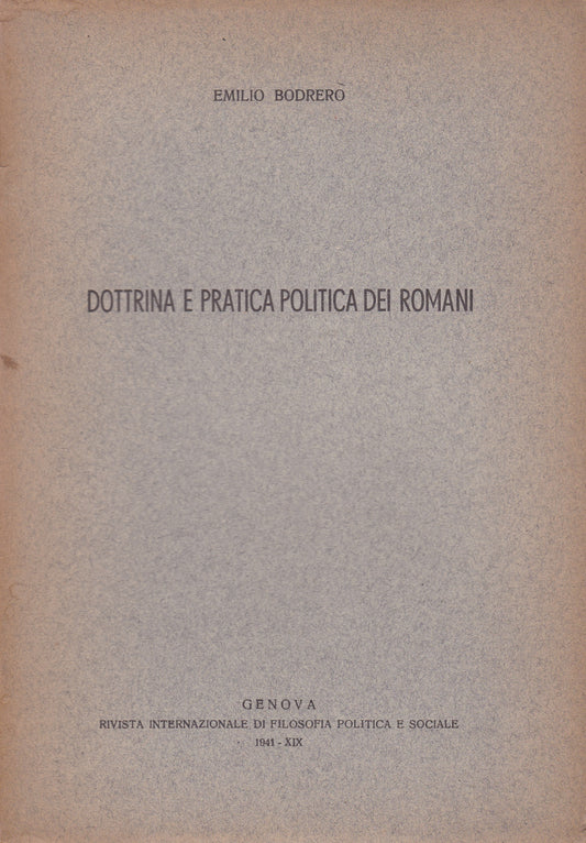 Dottrina e pratica politica dei Romani - copertina
