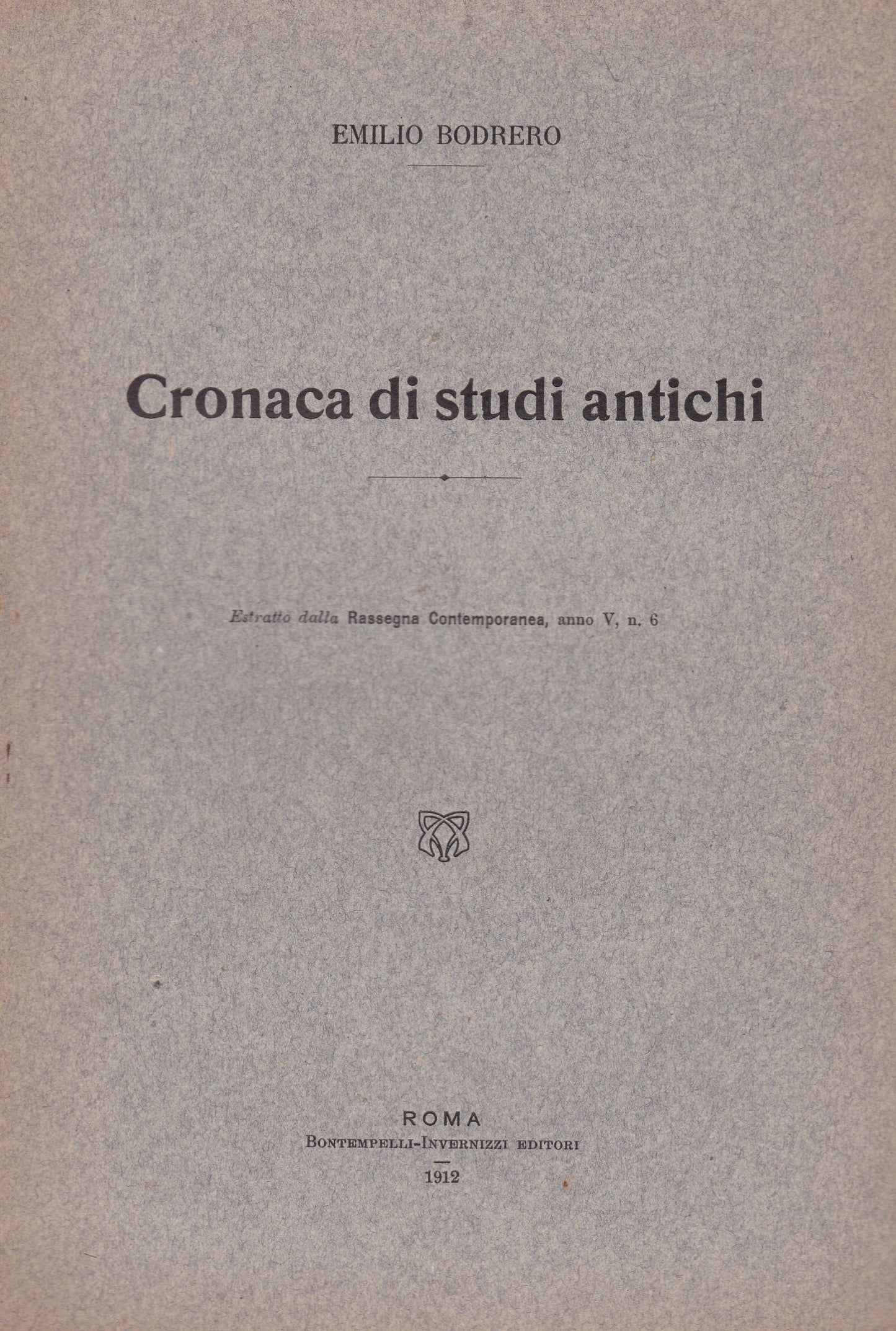 Cronaca di studi antichi - copertina