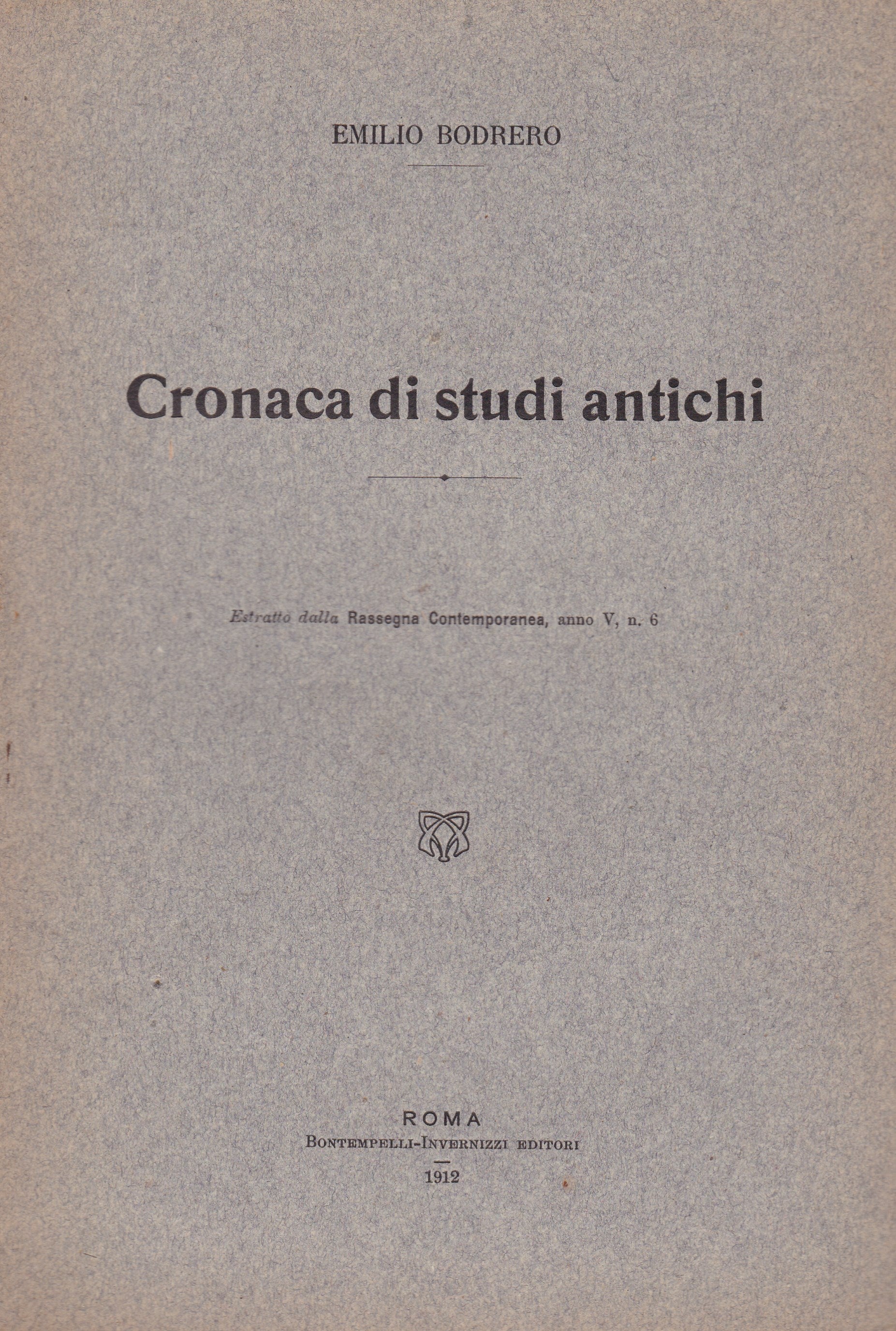 Cronaca di studi antichi - copertina