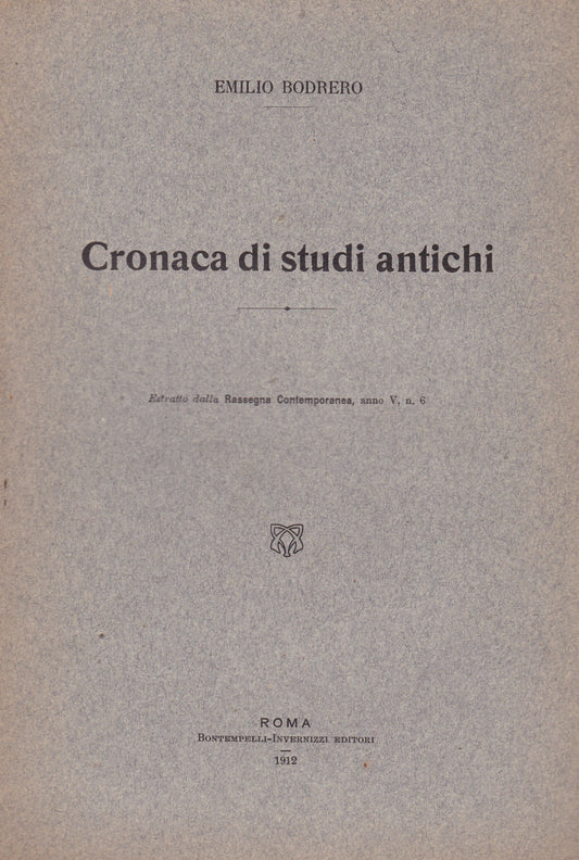 Cronaca di studi antichi - copertina