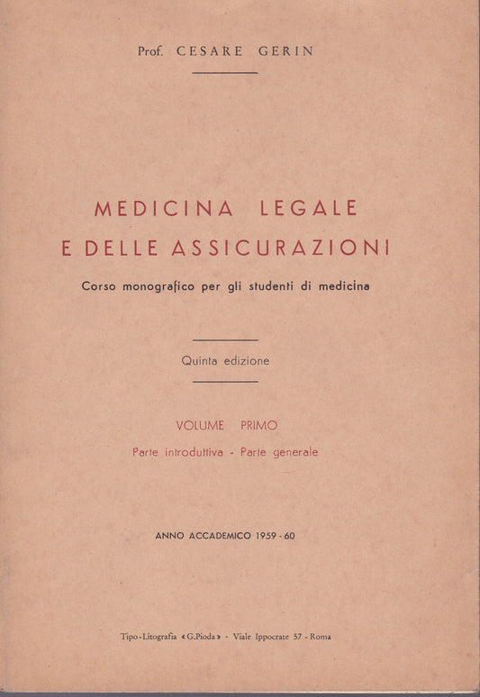 Medicina legale e delle assicurazioni. I. II. - copertina