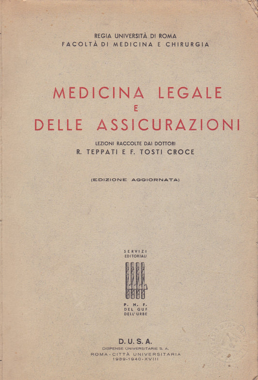 Medicina legale e delle assicurazioni - copertina