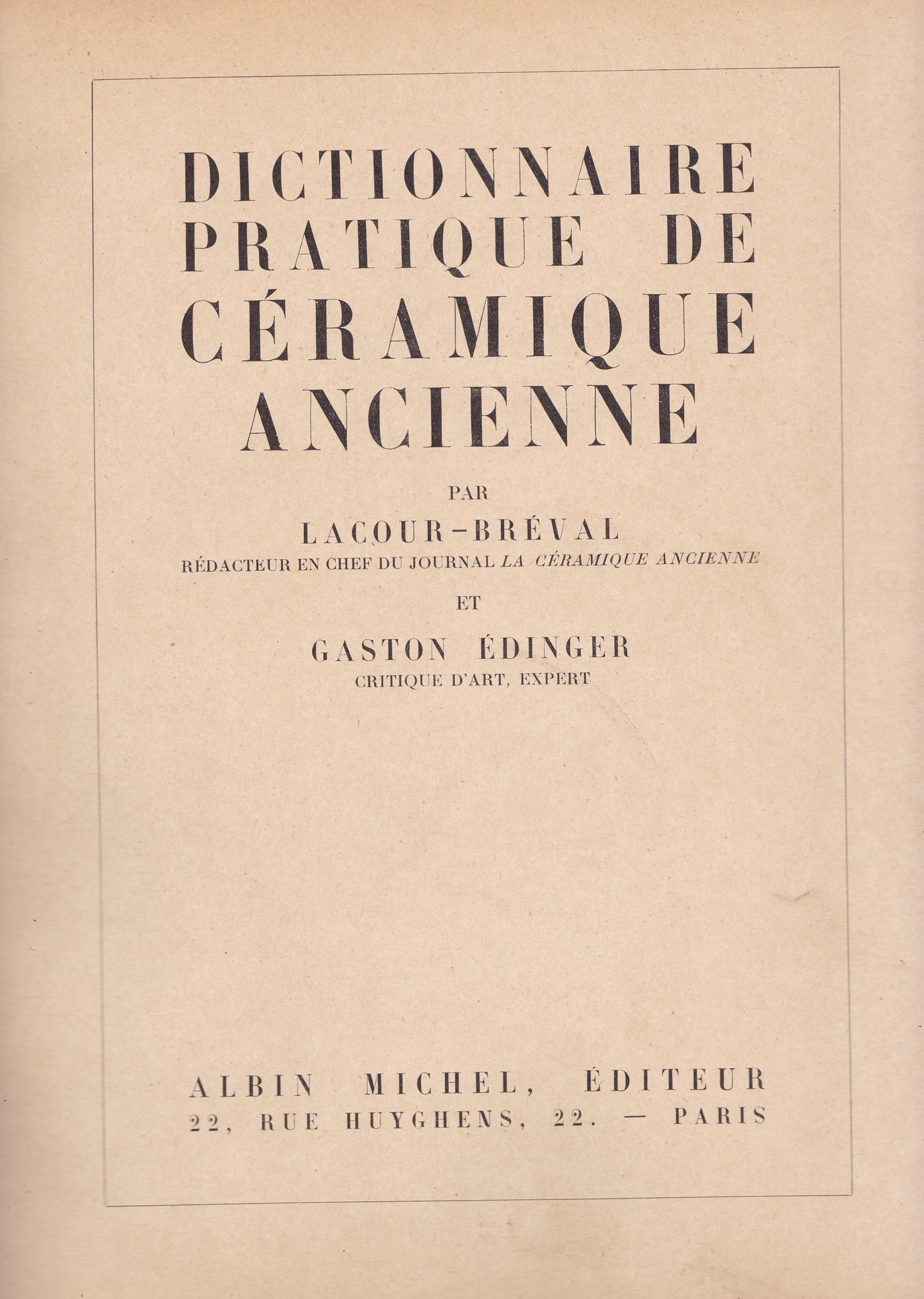 Dictionnaire pratique de céramique ancienne - copertina