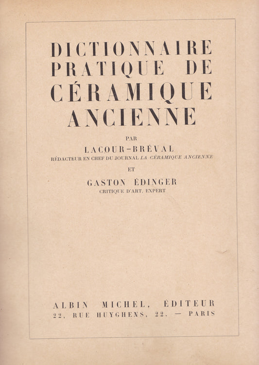 Dictionnaire pratique de céramique ancienne - copertina