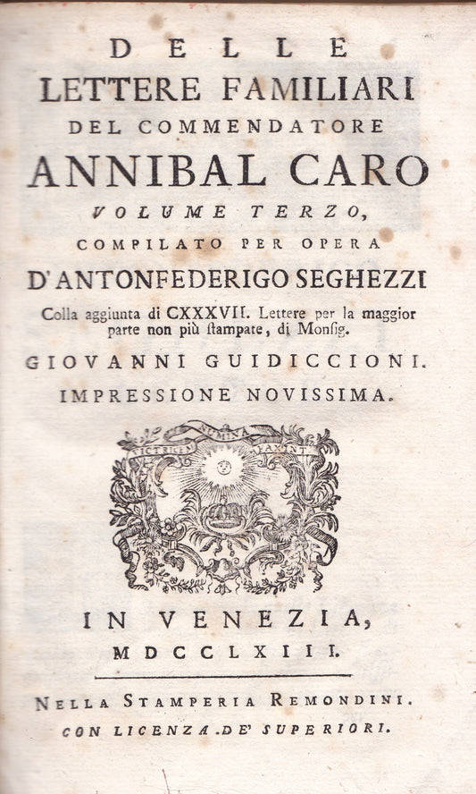 Delle lettere familiari del Commendatore Annibal Caro. III. - copertina
