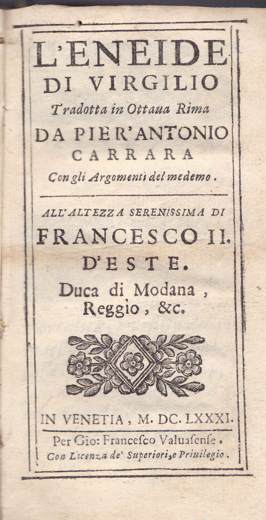 L'Eneide di Virgilio Tradotta in Ottava Rima - copertina