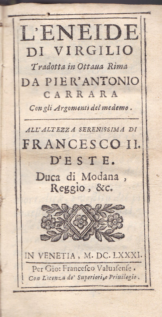 L'Eneide di Virgilio Tradotta in Ottava Rima - copertina