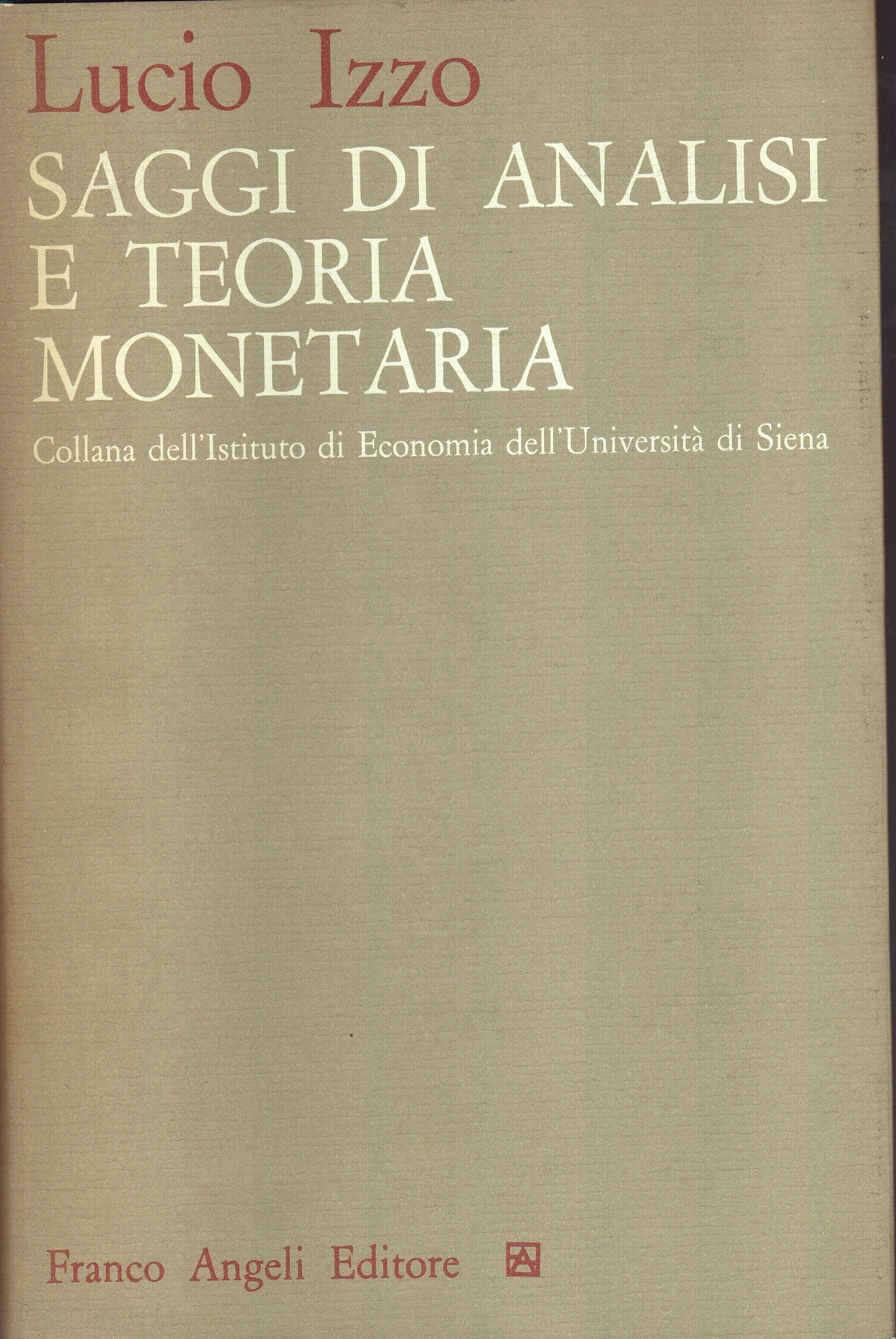 Saggi di analisi e teoria monetaria - copertina
