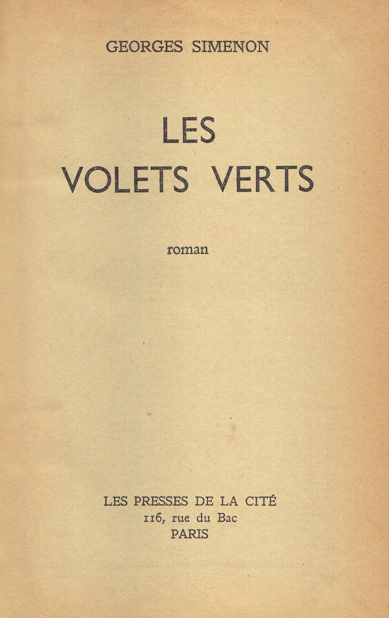 Le volets verts. Roman. - copertina