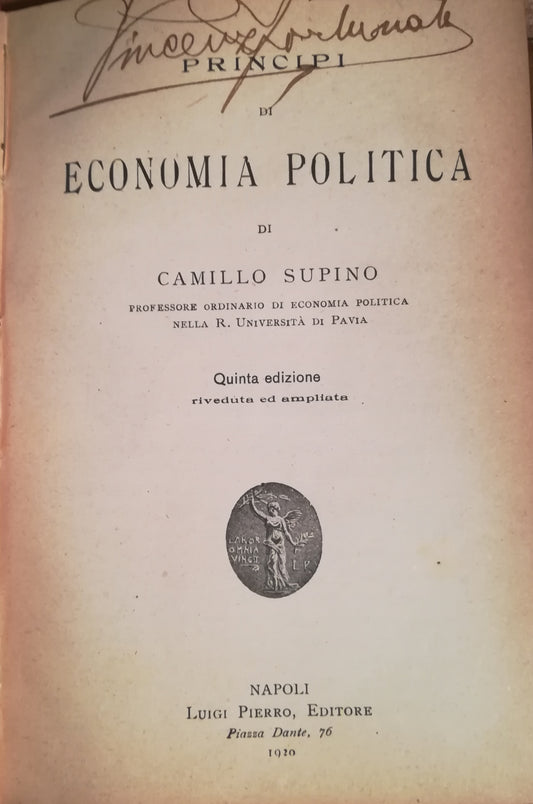 Principi di economia politica - copertina