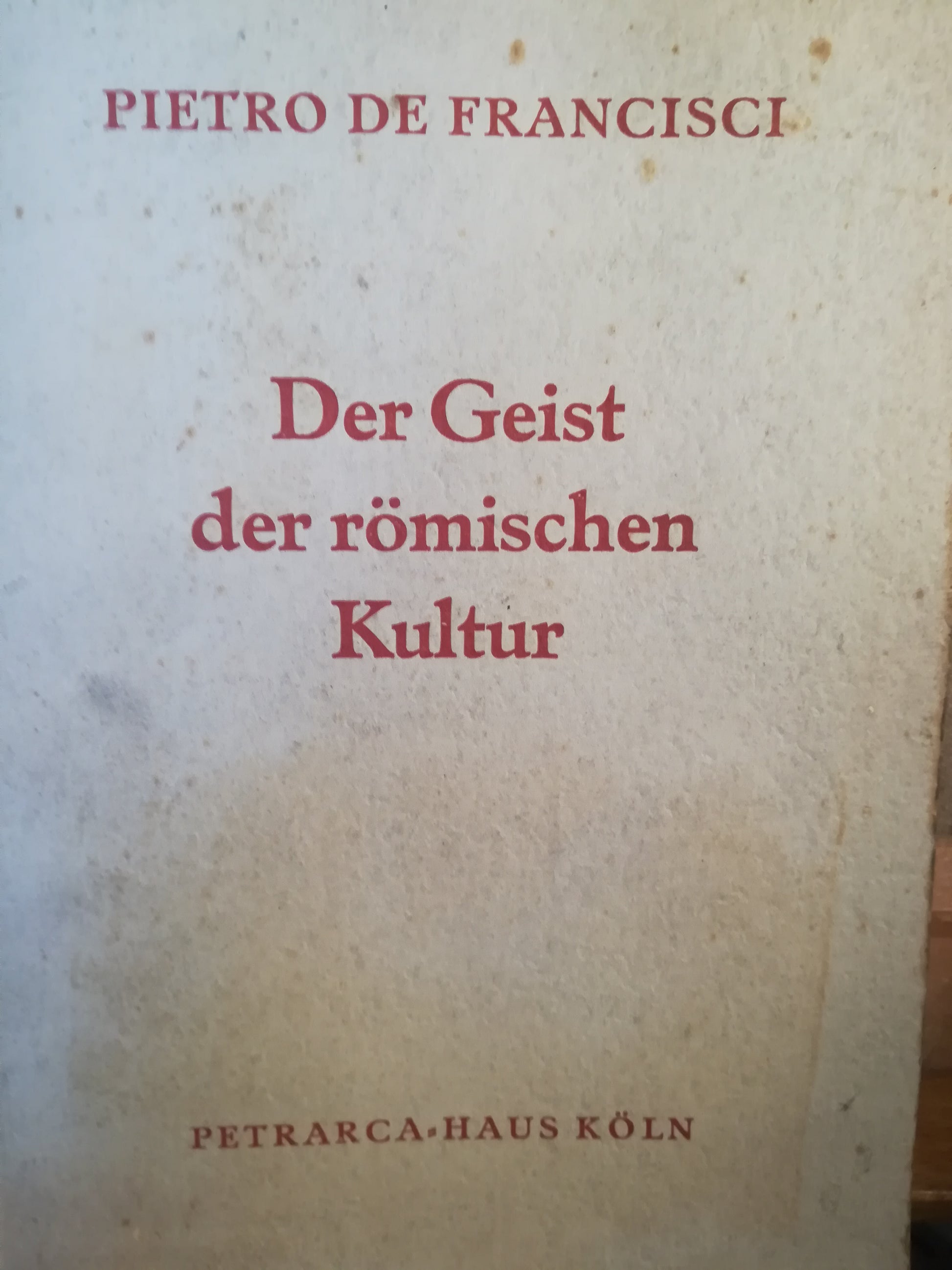 Der Geist der Romischen Kultur - copertina