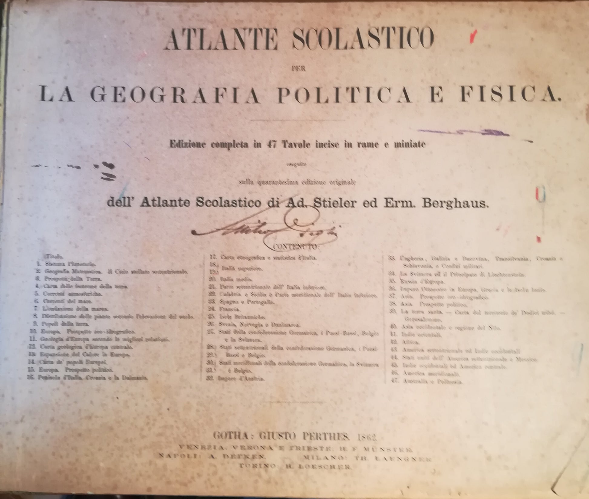 Atlante scolastico per la geografia politica e fisica. - copertina
