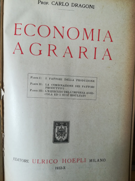 Economia agraria - copertina