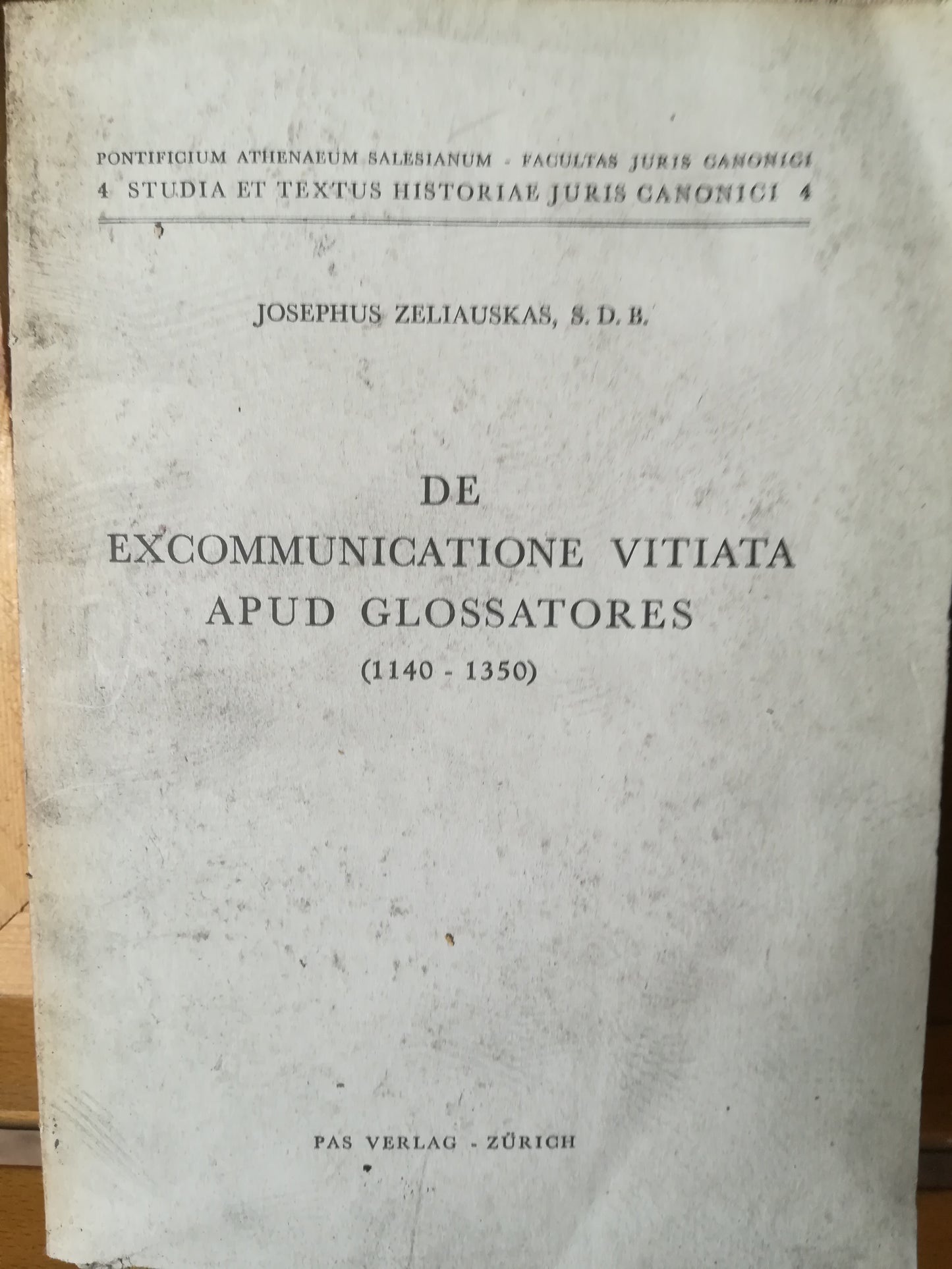 De Excommunicatione Vitiata apud glossatores (1140-1350) - copertina