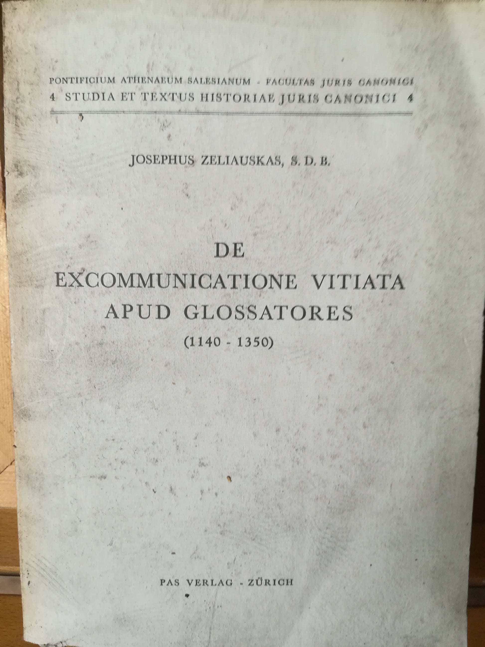 De Excommunicatione Vitiata apud glossatores (1140-1350) - copertina