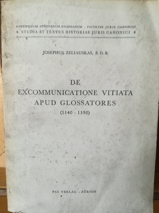 De Excommunicatione Vitiata apud glossatores (1140-1350) - copertina