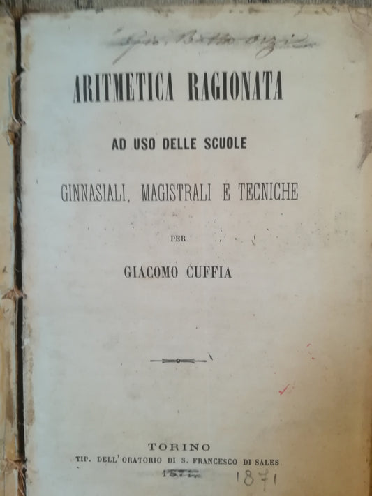 Aritmetica ragionata ad uso delle scuole - copertina