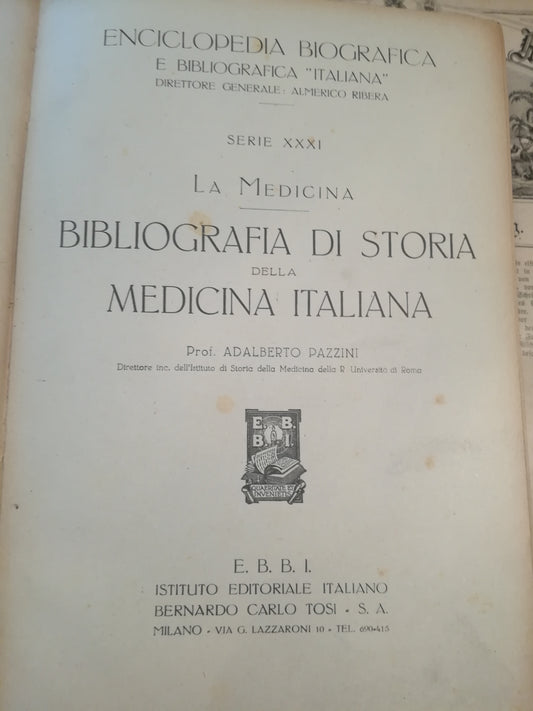 La Medicina. Bibliografia di Storia della Medicina Italiana. - copertina