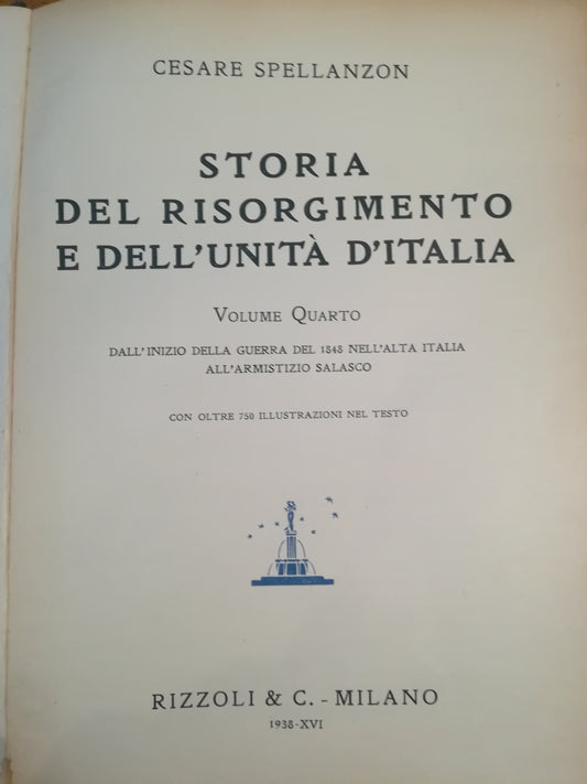 Storia del Risorgimento e dell'Unità d'Italia. IV. Dall'inizio della guerra del 1848 all'armistizio Salasco. - copertina