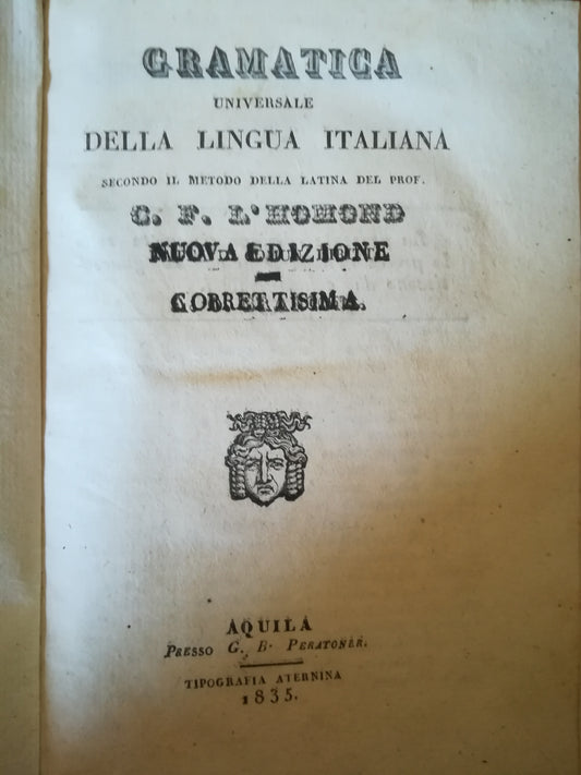 Gramatica universale della lingua italiana secondo il metodo della latina - copertina