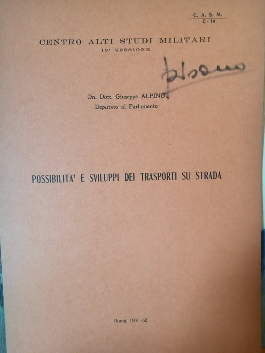Possibilità e sviluppi dei trasporti su strada. - copertina
