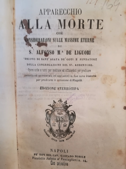 Apparecchio alla morte cioè considerazioni sulle massime eterne - copertina
