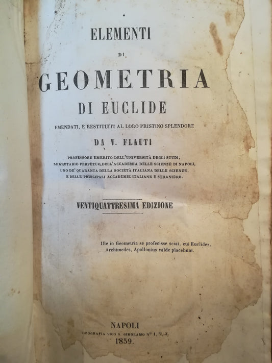 Elementi di geometria di Euclide - copertina