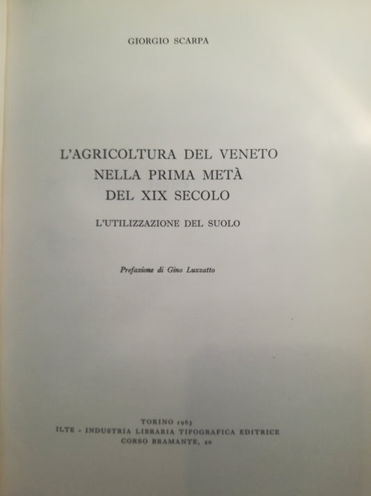 L'agricoltura del Veneto nella prima metà del XIX secolo. - copertina