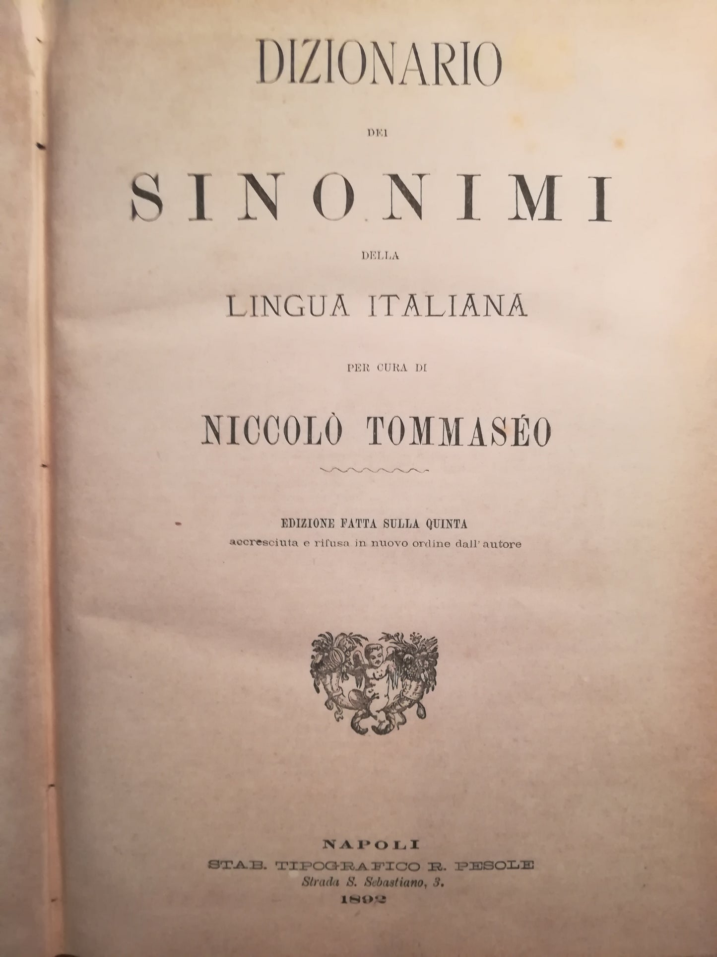 Dizionario dei sinonimi della lingua italiana. - copertina