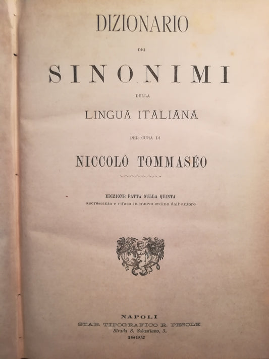 Dizionario dei sinonimi della lingua italiana. - copertina