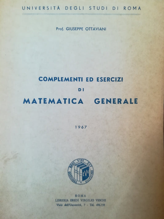 Complementi ed esercizi di matematica generale - copertina