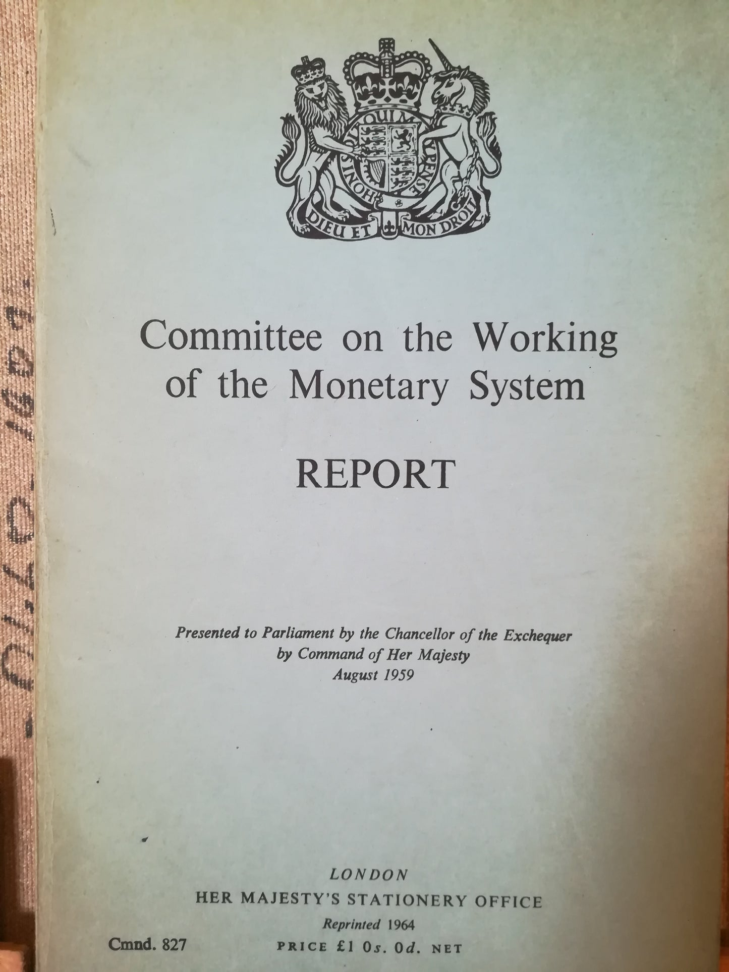 Committee on the Working of the Monetary System. Report. - copertina
