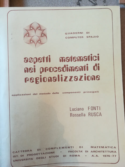 Aspetti matyematici nei procedimenti di regionalizzazione. - copertina