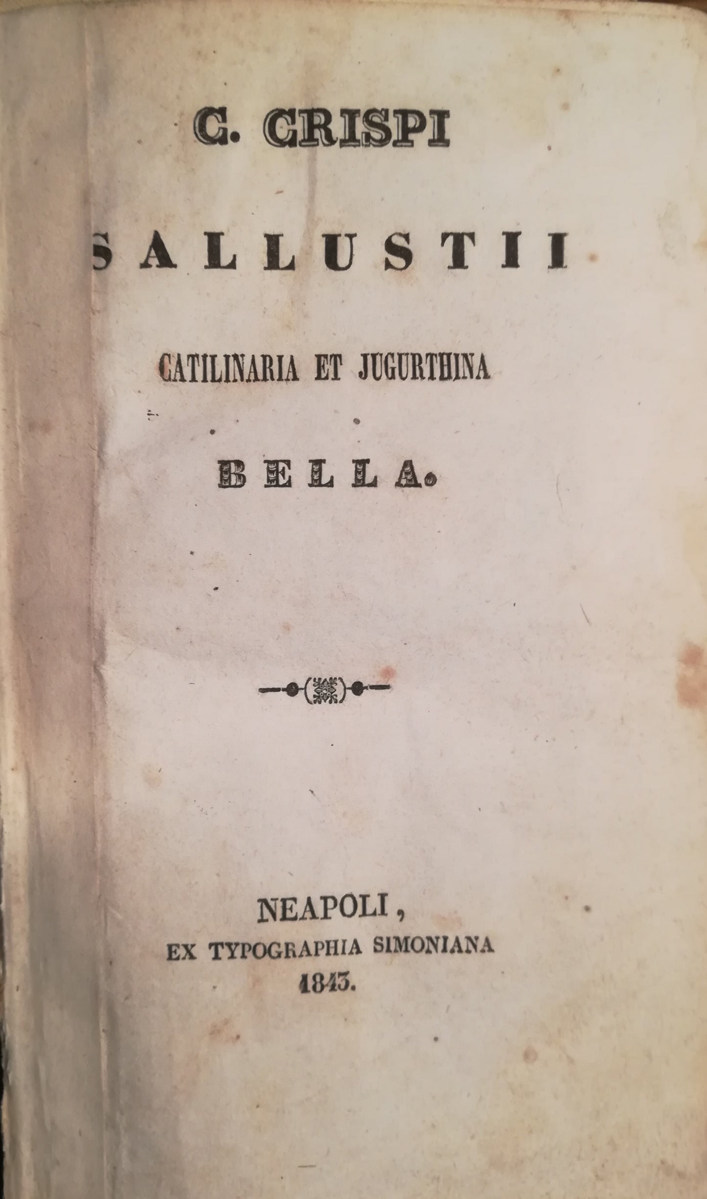 C. Crispi Sallustii Catilinaria et Jugurthina Bella. - copertina