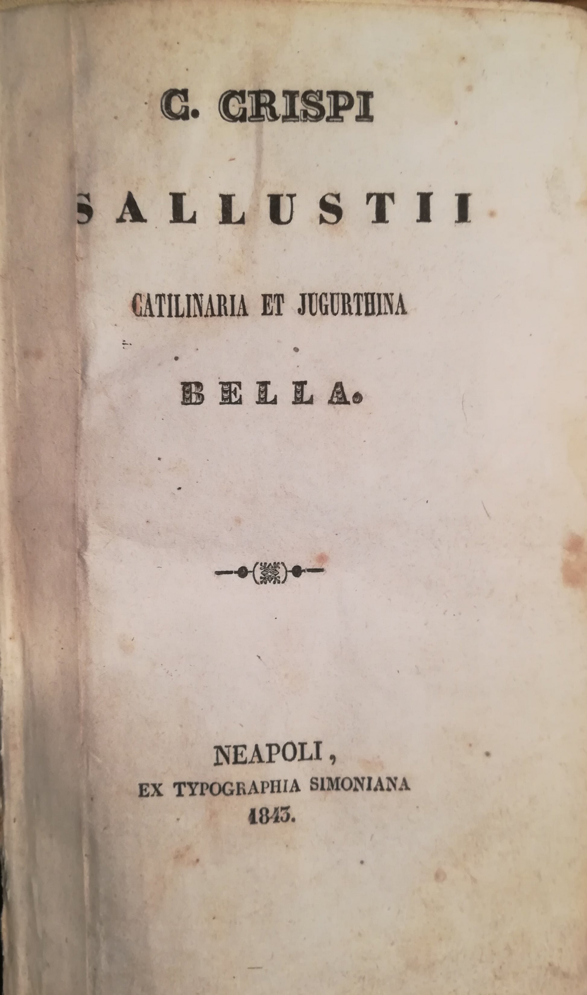 C. Crispi Sallustii Catilinaria et Jugurthina Bella. - copertina