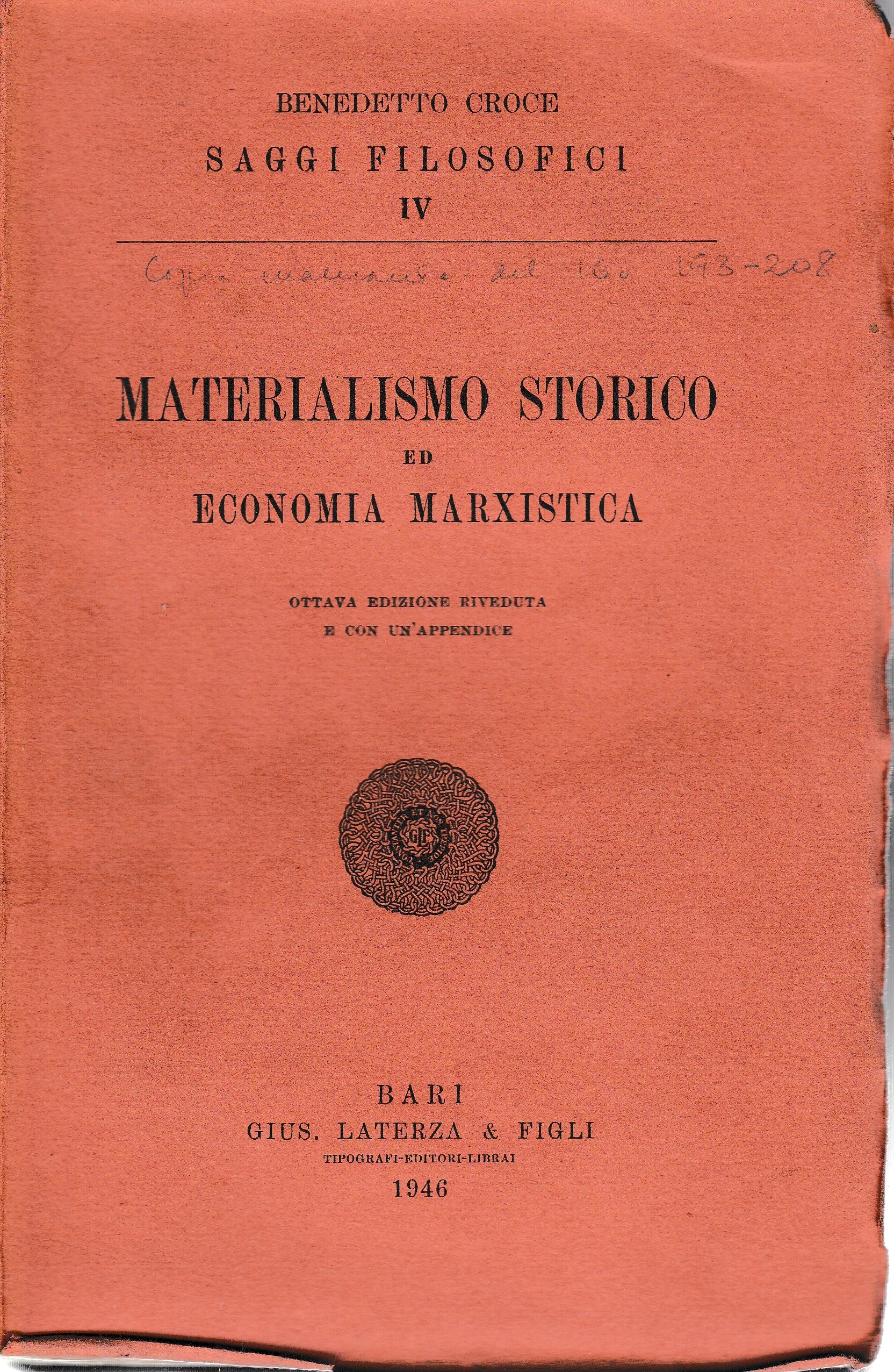 Materialismo storico ed economia marxistica - copertina