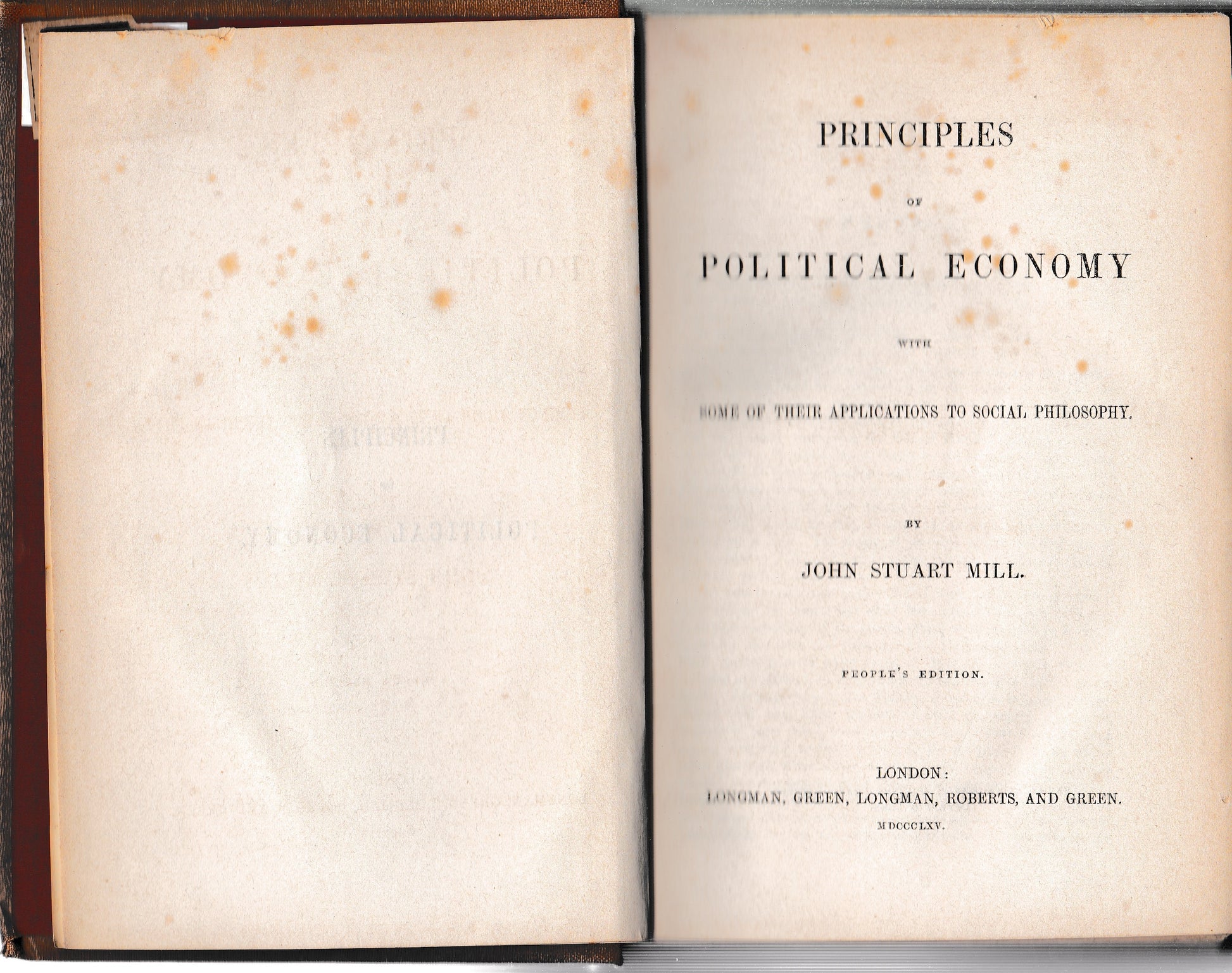 Principles of political economy, with some of their applications to social philosophy - copertina