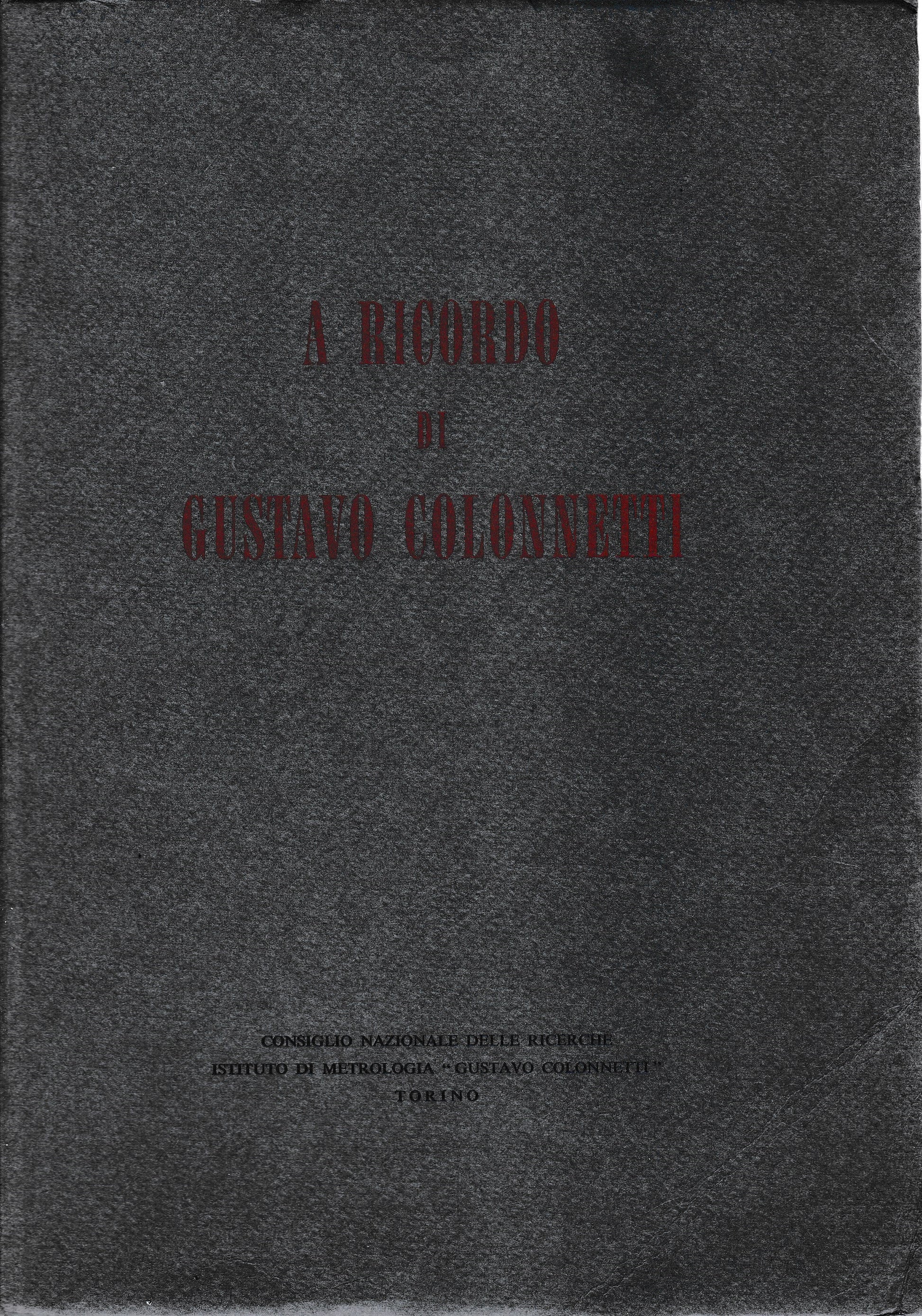 A ricordo di Gustavo Colonnetti - copertina