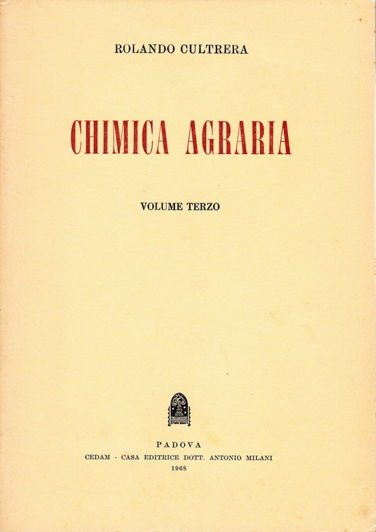 Chimica agraria. Volume terzo - copertina
