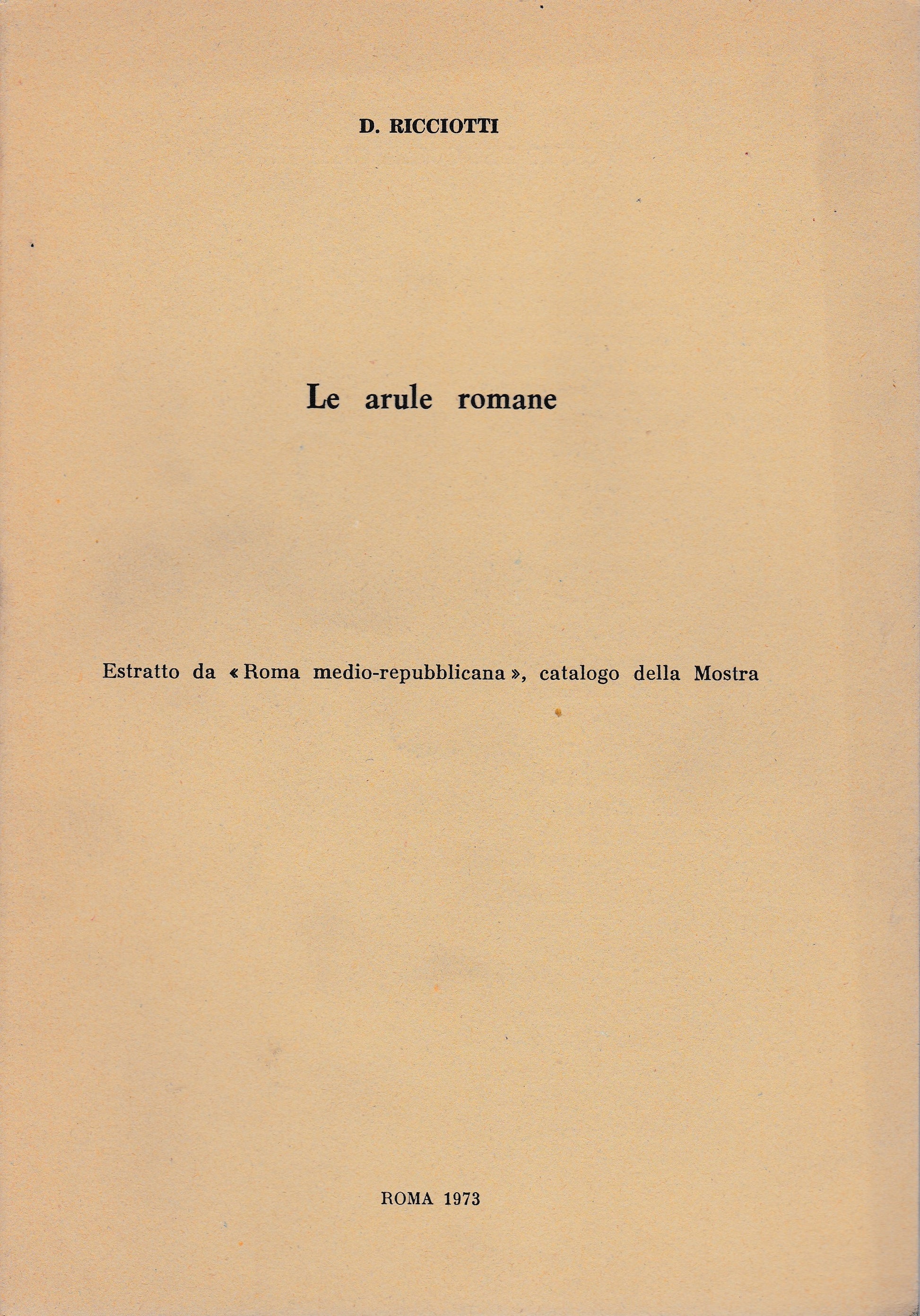 Le arule romane. - copertina