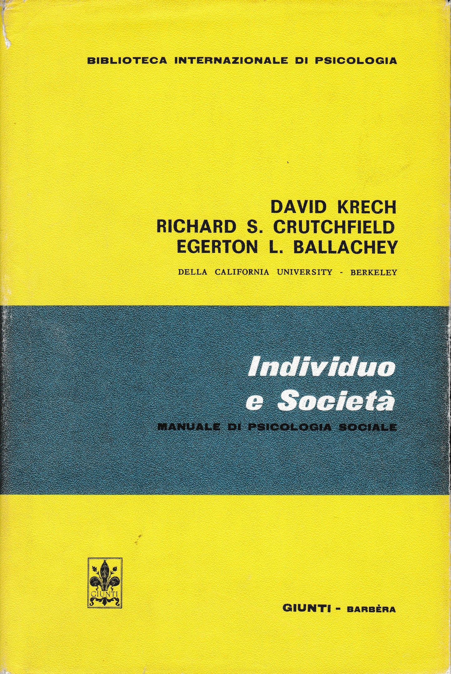 Individuo e società. Manuale di psicologia sociale - copertina