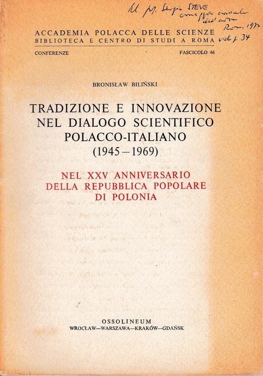 Tradizione e innovazione nel dialogo scientifico polacco-italiano (1945-1969) - copertina