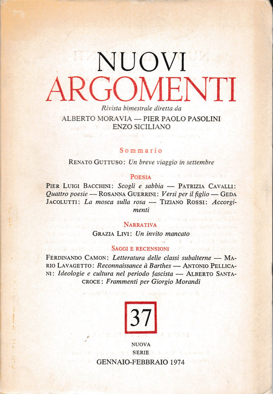 Nuovi argomenti. Nuova serie. Gennaio-Febbraio 1974. n°37 - copertina