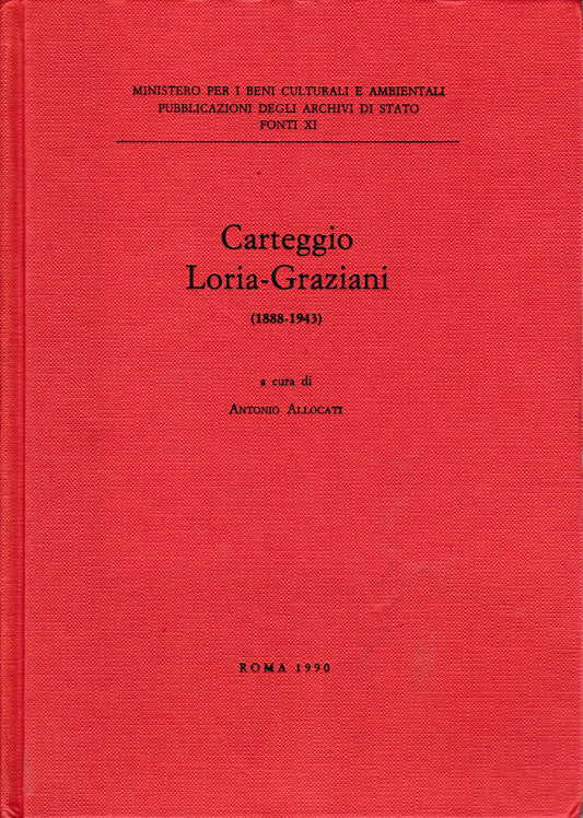 Carteggio Loria-Graziani (1888-1943) - copertina