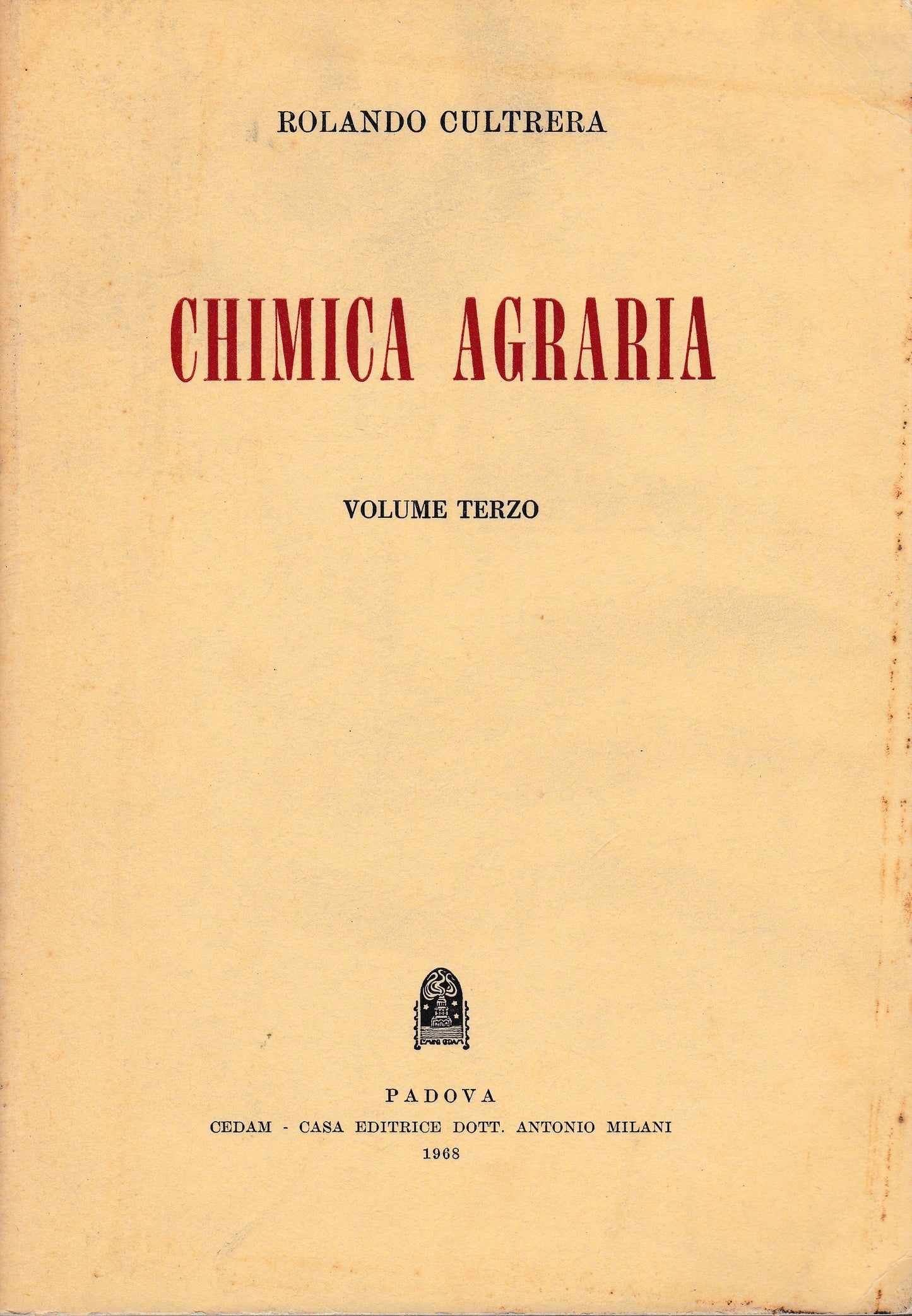 Chimica agraria. Volume terzo - copertina