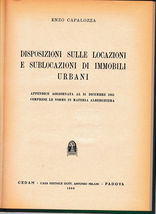 Disposizioni sulle locazioni e sublocazioni di immobili urbani - copertina