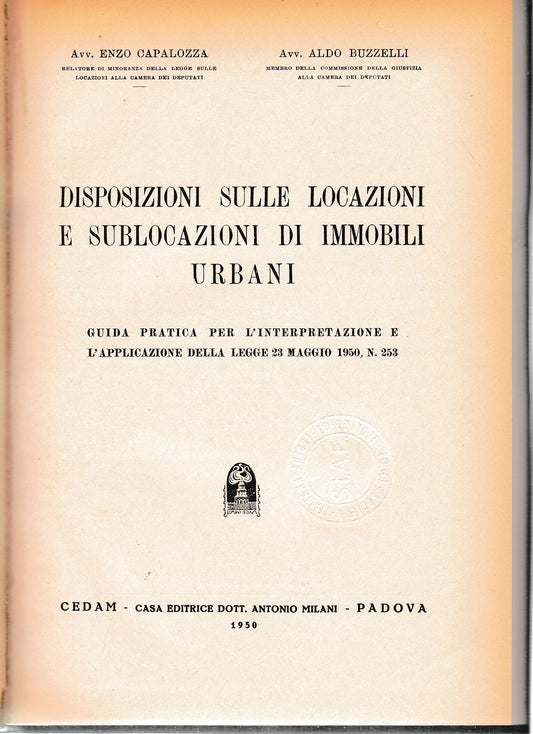 Disposizioni sulle locazioni e sublocazioni di immobili urbani - copertina