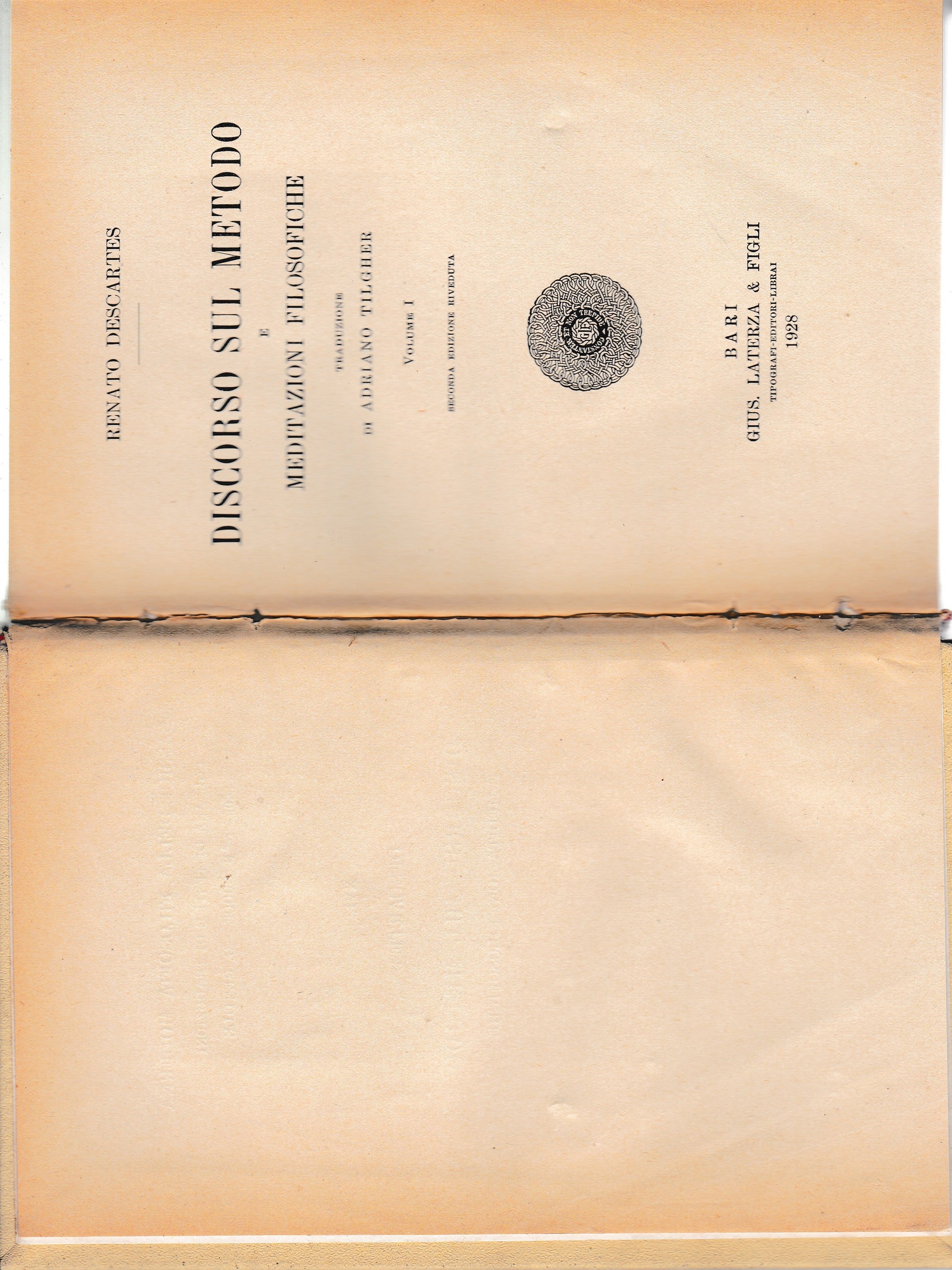 Discorso sul metodo e meditazioni filosofiche. Volume I - copertina