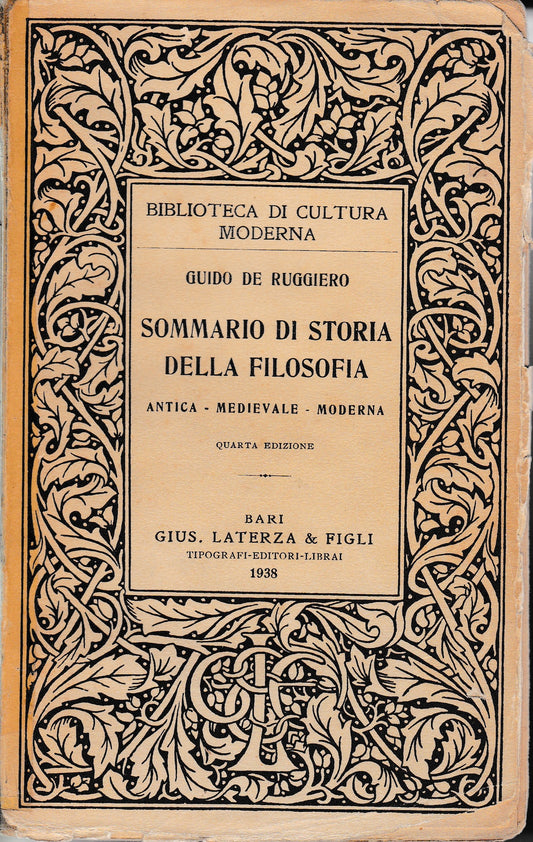 Sommario di storia della filosofia. Antica - Medievale - Moderna - copertina